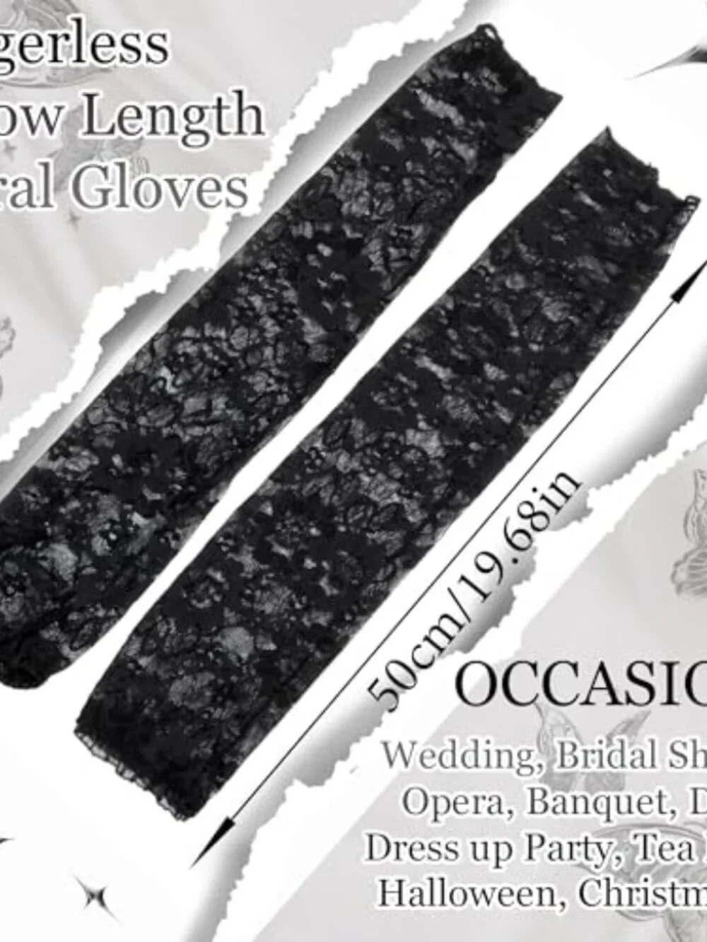 Lace Fingerless Gloves Long Bridal Floral Arm Sleeves